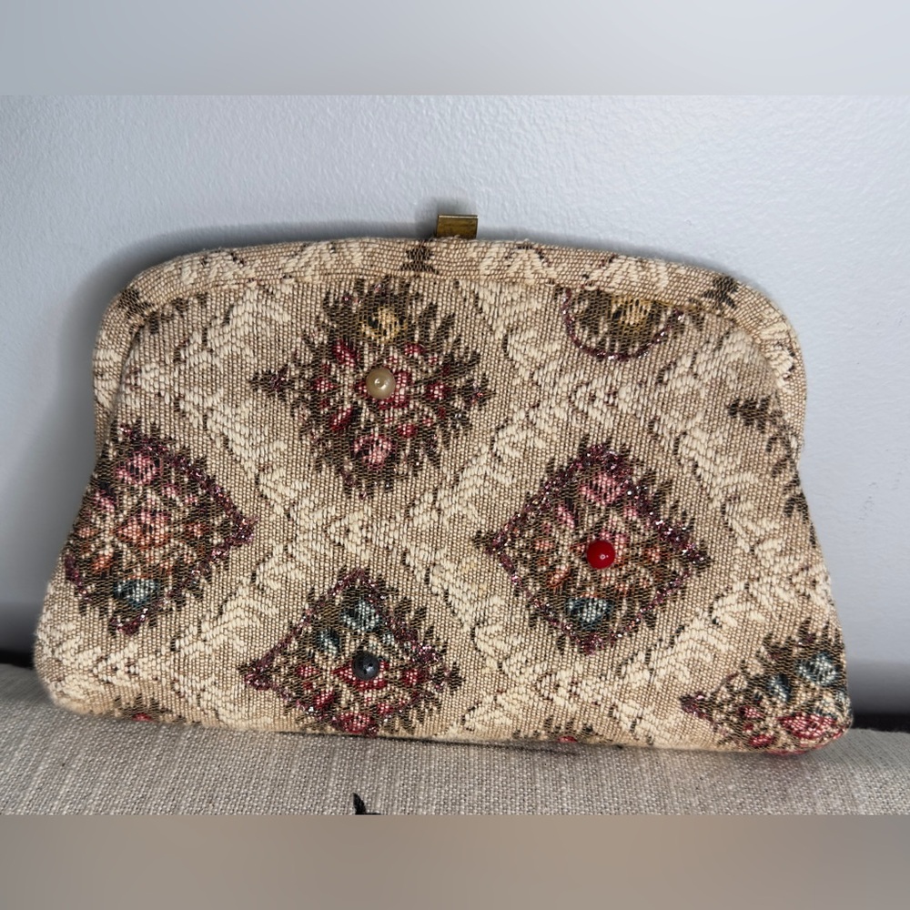 Elegant Beige Patterned Clutch